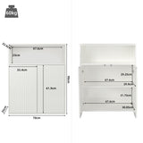 Buffet de rangement blanc 70x35x90 cm en MDF avec 2 portes magnétiques