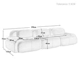 Ensemble de canapés avec accoudoirs incurvés et base antidérapante en tissu velours côtelé doux pour le salon, beige,siège 3
