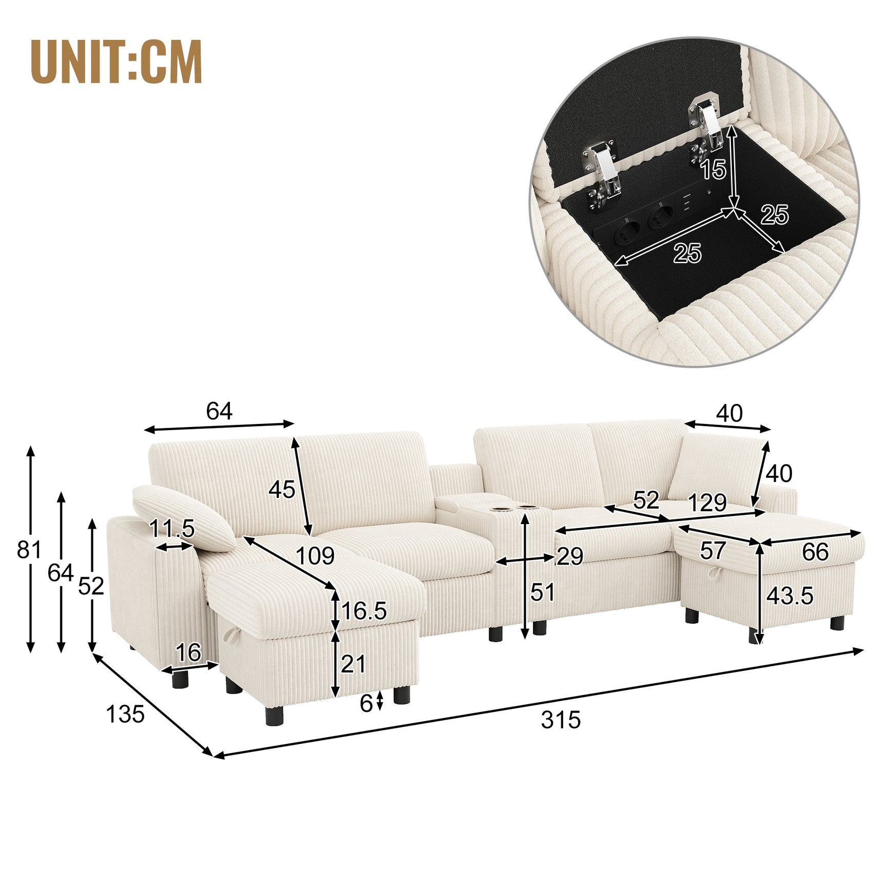 2-Sitzer-Sofa aus beigem Stoff im skandinavischen Stil – AHBARM