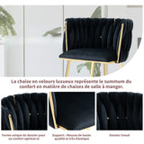 Set of 4 Industrial Style Dining Chairs With Braided File in Beige fabric - Miliana