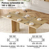Table à manger extensible aspect chêne 140-180 cm style minimaliste moderne