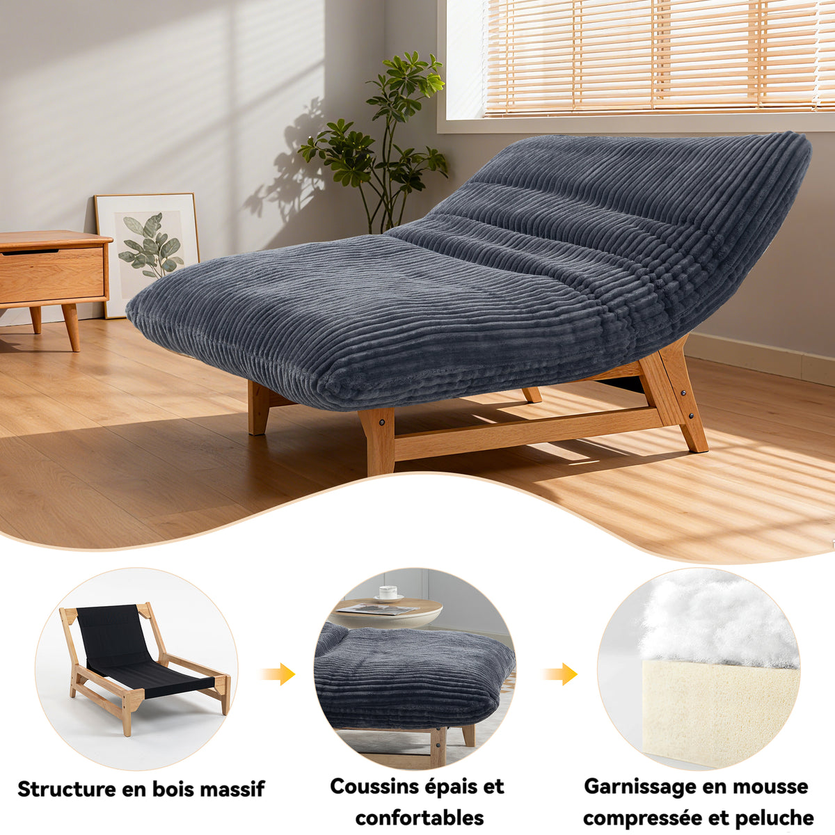Lounge armchair with armrests in beige corduroy - DOMCO