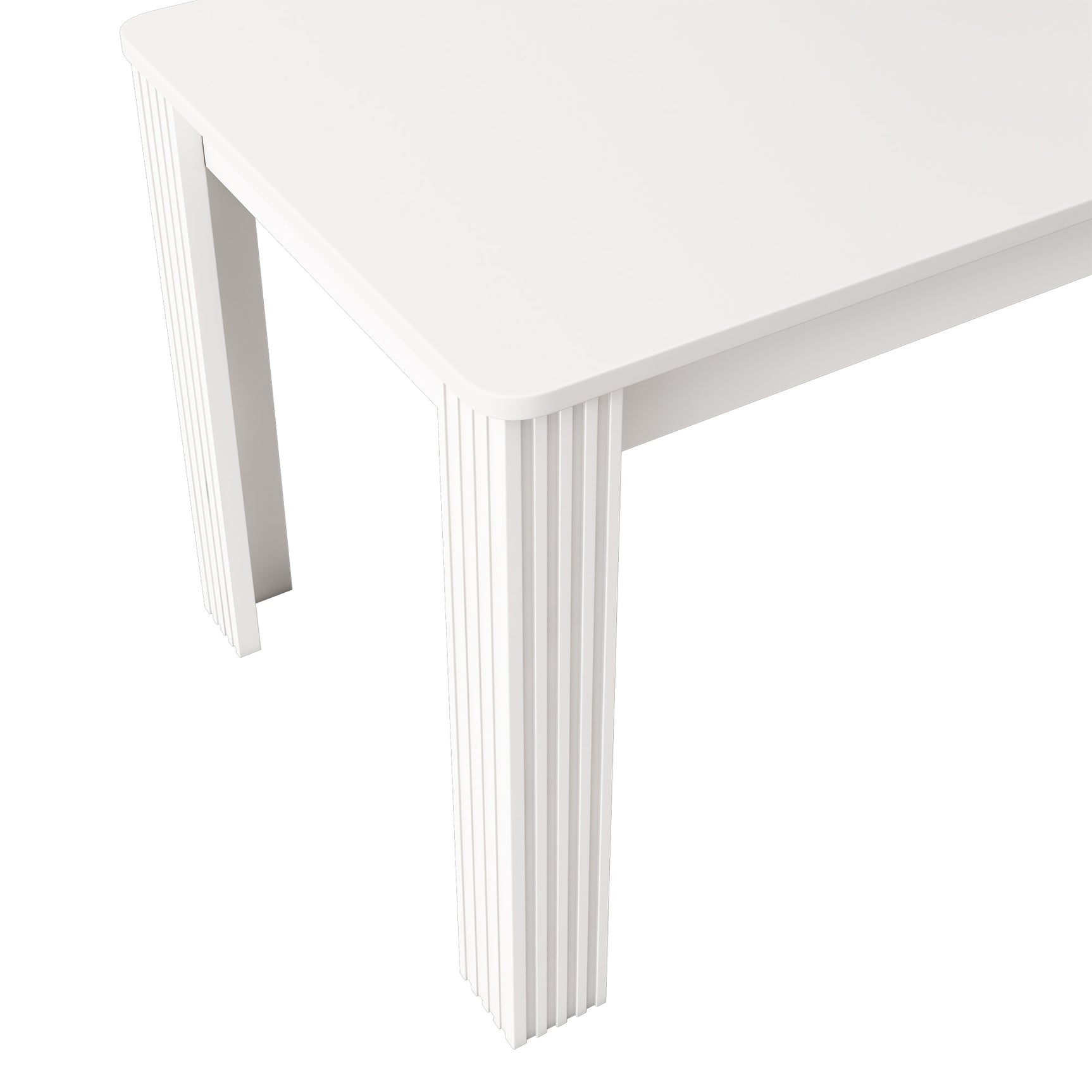 Table à manger rectangulaire blanc aspect chêne avec quatre pieds massifs