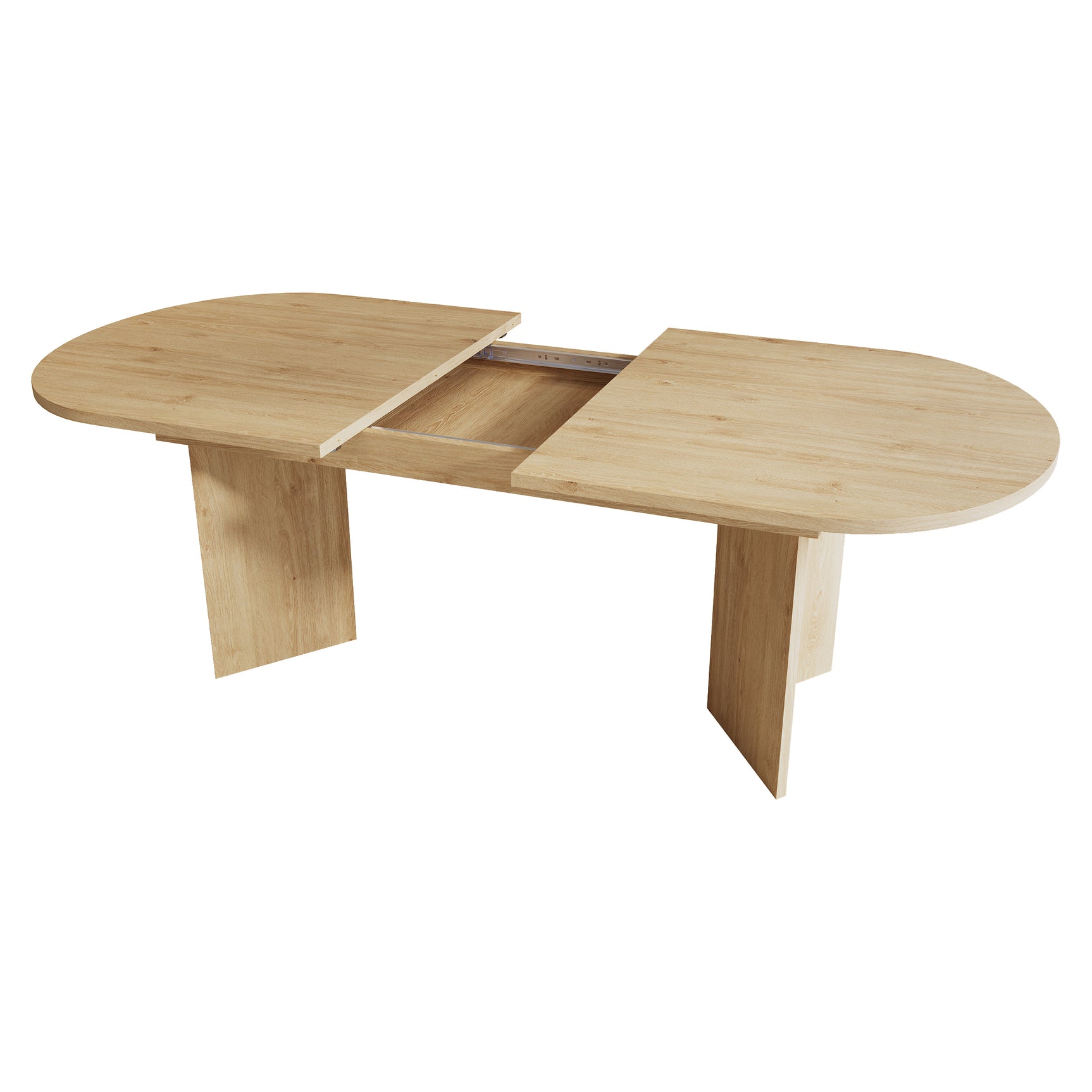 Table à manger extensible aspect chêne 160-200 cm à angles arrondis