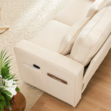 2-Sitzer-Sofa aus beigem Stoff im skandinavischen Stil – AHBARM