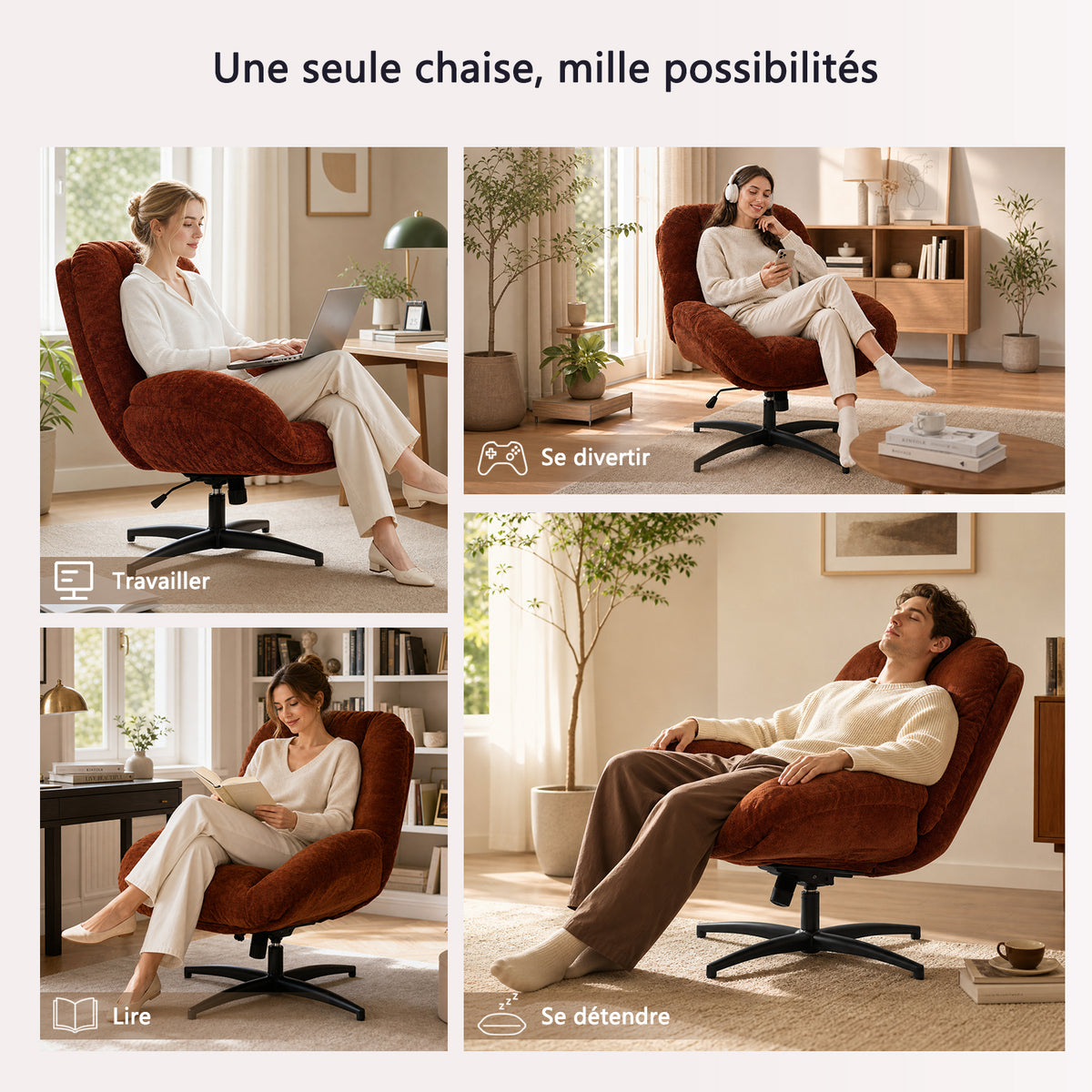 Einstellbare ergonomische Büro -Sessel mit Stoff Armlehnen weiße Schleife - Thomasina