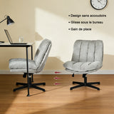 Fauteuil de relaxation réglable et pivotant avec accoudoirs et assise épaisse en chenille gris - CONFOD