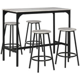 Ensemble de table haute avec quatre tabourets au design industriel gris en métal