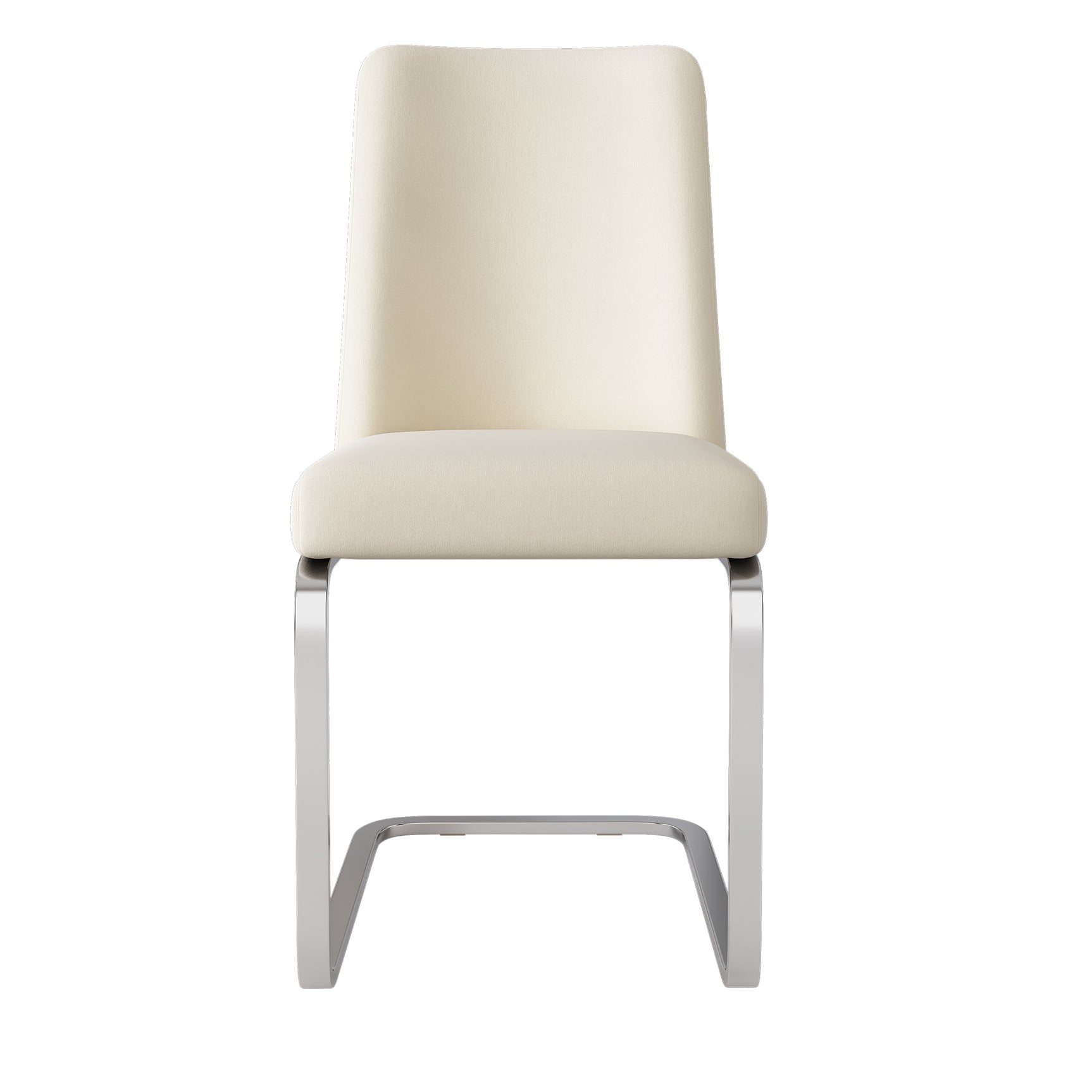 Set von 2 Beige Samt Essstühlen mit Diamantmuster und silbernen Metallfüßen hinten