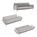 2-Sitzer-Schlafsofa aus dunkelgrauem Stoff mit Seitentaschen, modernes Schlafsofa