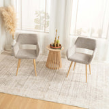 Lot de 2 fauteuils de salle à manger scandinaves avec accoudoirs en tissu beige - CROMWELL