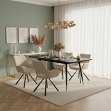 Round Table Table Table Table Timber Ø80 cm with 4 black velvet chairs, modern and comfortable style