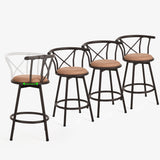 Lot de 4 tabourets de bar industriels pivotants avec dossier en tissu marron - HAILEY 24