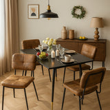 Round Table Table Table Table Timber Ø80 cm with 4 black velvet chairs, modern and comfortable style