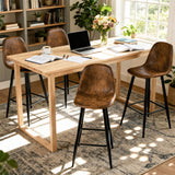 Set of 4 industrial bar stools with suede back - CHARLTON BAR