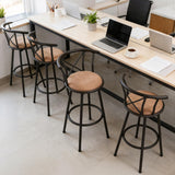 Set of 4 pivoting industrial bar stools with brown fabric file - Hailey 29