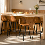 Set of 4 industrial bar stools with suede back - CHARLTON BAR