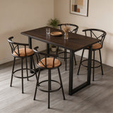 Set of 4 pivoting industrial bar stools with brown fabric file - Hailey 29