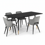 Ensemble de salle à manger comprenant une table extensible et 4 fauteuils avec accoudoirs en tissu gris