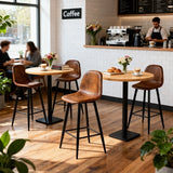 Set of 4 industrial bar stools with suede back - CHARLTON BAR