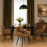 Round Table Table Table Table Timber Ø80 cm with 4 black velvet chairs, modern and comfortable style