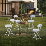 Set of 4 folding chairs/stools, round seat in fabric faux fur gray - Ernst