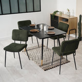 Ensemble de salle à manger comprenant une table extensible et 4 chaises de salle à manger industrielles en tissu vert