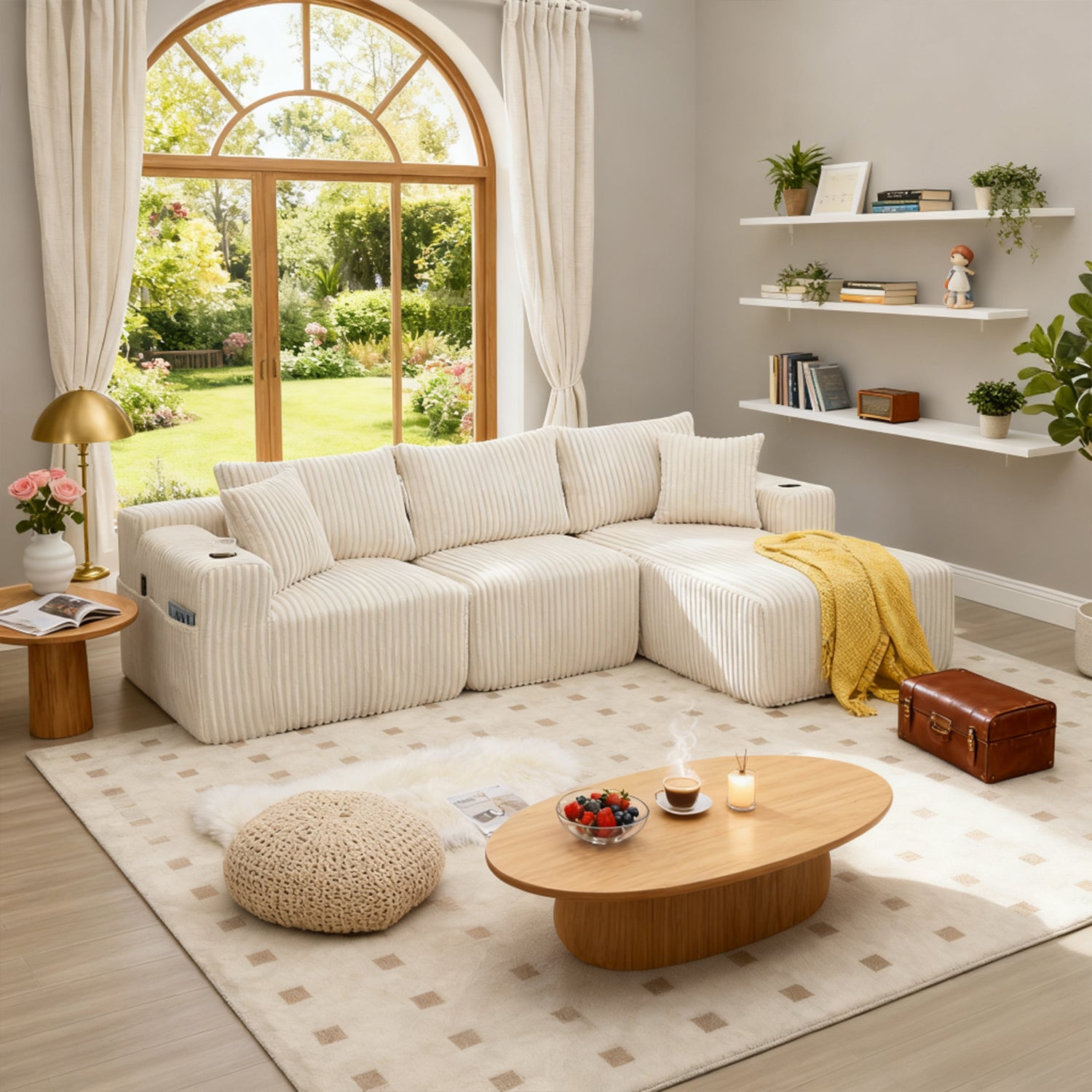 2-Sitzer-Schlafsofa aus dunkelgrauem Stoff mit Seitentaschen, modernes Schlafsofa