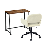 Set mit industriellem Klappschreibtisch auf Rollen und beigem Cordsessel – ASCOLI & ROSS