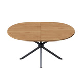 Table à manger ovale aspect naturel avec pieds métalliques en croix pour 4 à 6 personnes