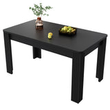 Table à manger rectangulaire noire à quatre pieds style minimaliste