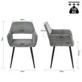 Ensemble de salle à manger de style scandinave comprenant une table ronde en chêne et 2 chaises en velours côtelé gris