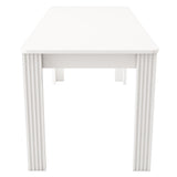 Table à manger rectangulaire blanc aspect chêne avec quatre pieds massifs