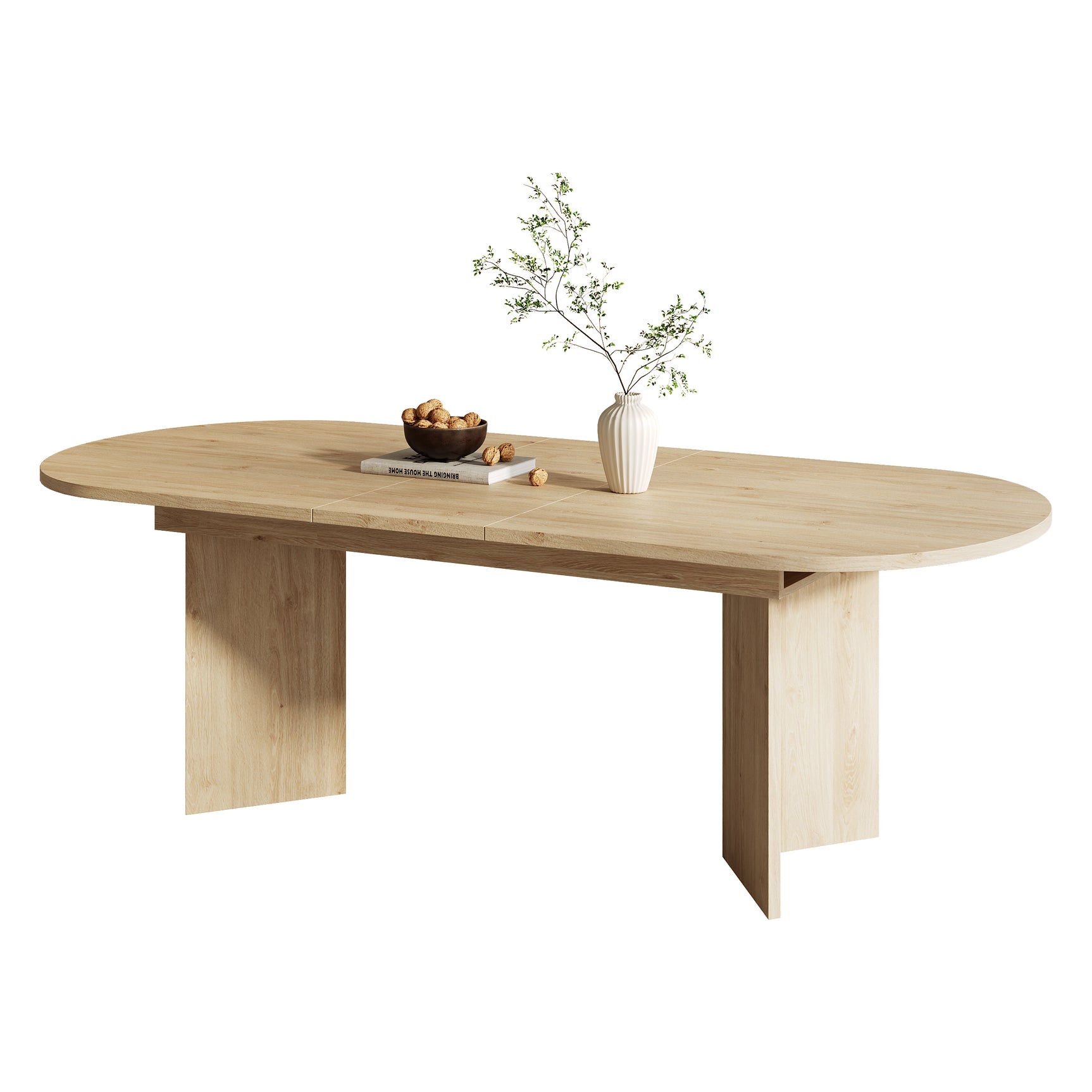 Table à manger extensible aspect chêne 160-200 cm à angles arrondis
