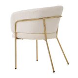 Lot de 4 chaise de loisirs individuelle en imitation de velours de lapin Chaise élégante à quatre pieds en métal beige pour salon chambre à coucher et salle à manger