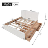 Doppelbett 140x200 cm in Holz mit Lattenbasis und 2 Lagerschubladen (ohne Matratzen)