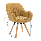 Lot de 2 chaises de salle à manger confortables en tissu jaune pivotantes 360° - CARSON FABRIC YELLOW 2PCS