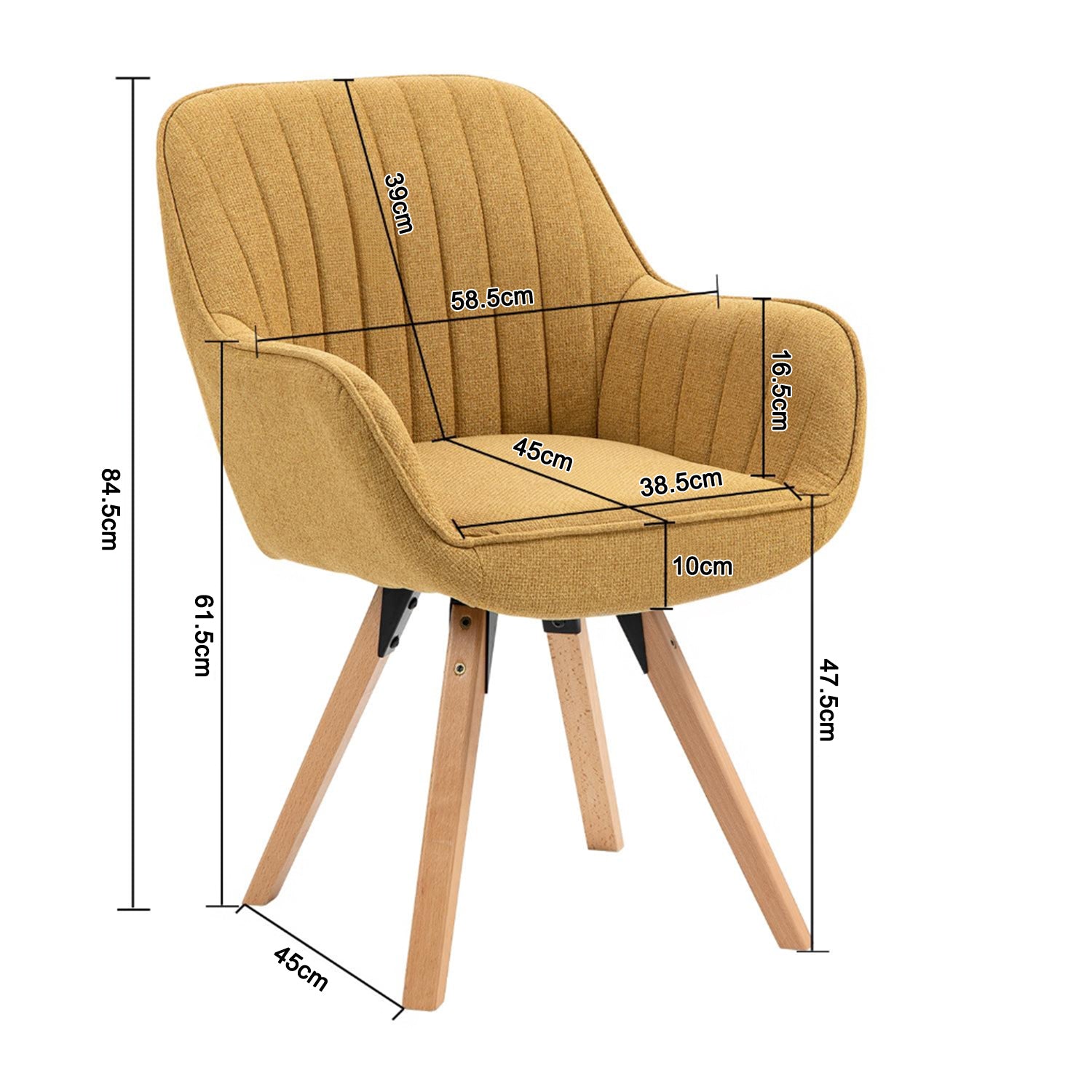 Lot de 2 chaises de salle à manger confortables en tissu jaune pivotantes 360° - CARSON FABRIC YELLOW 2PCS