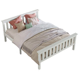 Doppelbett 140x200 cm in massivem weißen Kiefernholz mit geschmierigen Boxspring - robustes und elegantes Design für Erwachsene und Kinder (ohne Matratzen)