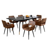 Round Table Table Table Table Timber Ø80 cm with 4 black velvet chairs, modern and comfortable style