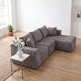 2-Sitzer-Schlafsofa aus dunkelgrauem Stoff mit Seitentaschen, modernes Schlafsofa