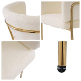 Lot de 4 chaise de loisirs individuelle en imitation de velours de lapin Chaise élégante à quatre pieds en métal beige pour salon chambre à coucher et salle à manger