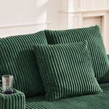 Canapé lounge en velours côtelé souple avec ports USB et éclairage d'ambiance LED, vert
