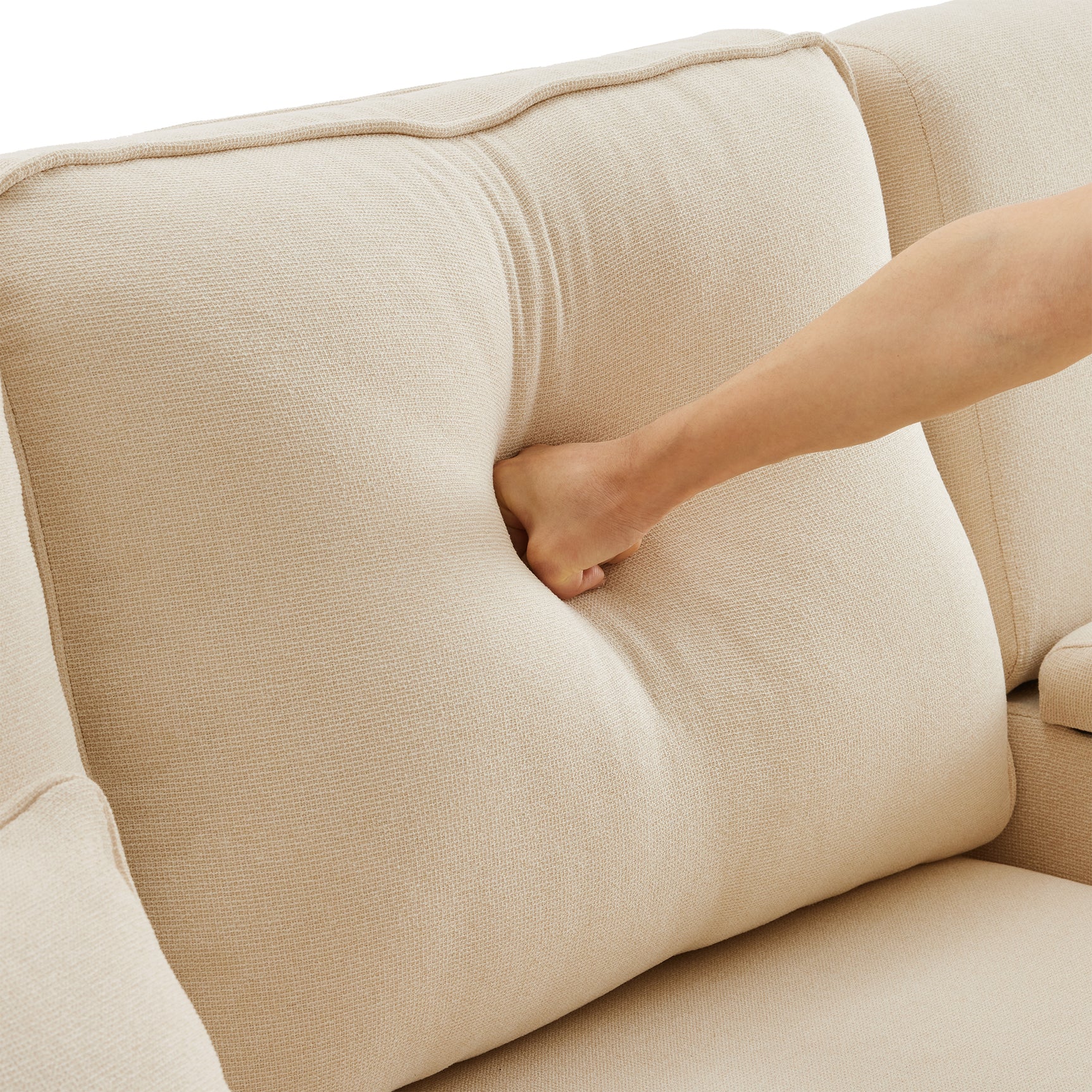 2-Sitzer-Sofa aus beigem Stoff im skandinavischen Stil – AHBARM