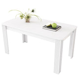 Table à manger rectangulaire blanc aspect chêne avec quatre pieds massifs