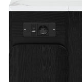 Îlot de cuisine mobile noir et blanc avec plateau extensible et prise électrique intégrée