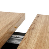 Table à manger télescopique extensible aspect bois avec pieds en croix