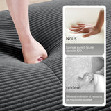 2-Sitzer-Schlafsofa aus dunkelgrauem Stoff mit Seitentaschen, modernes Schlafsofa