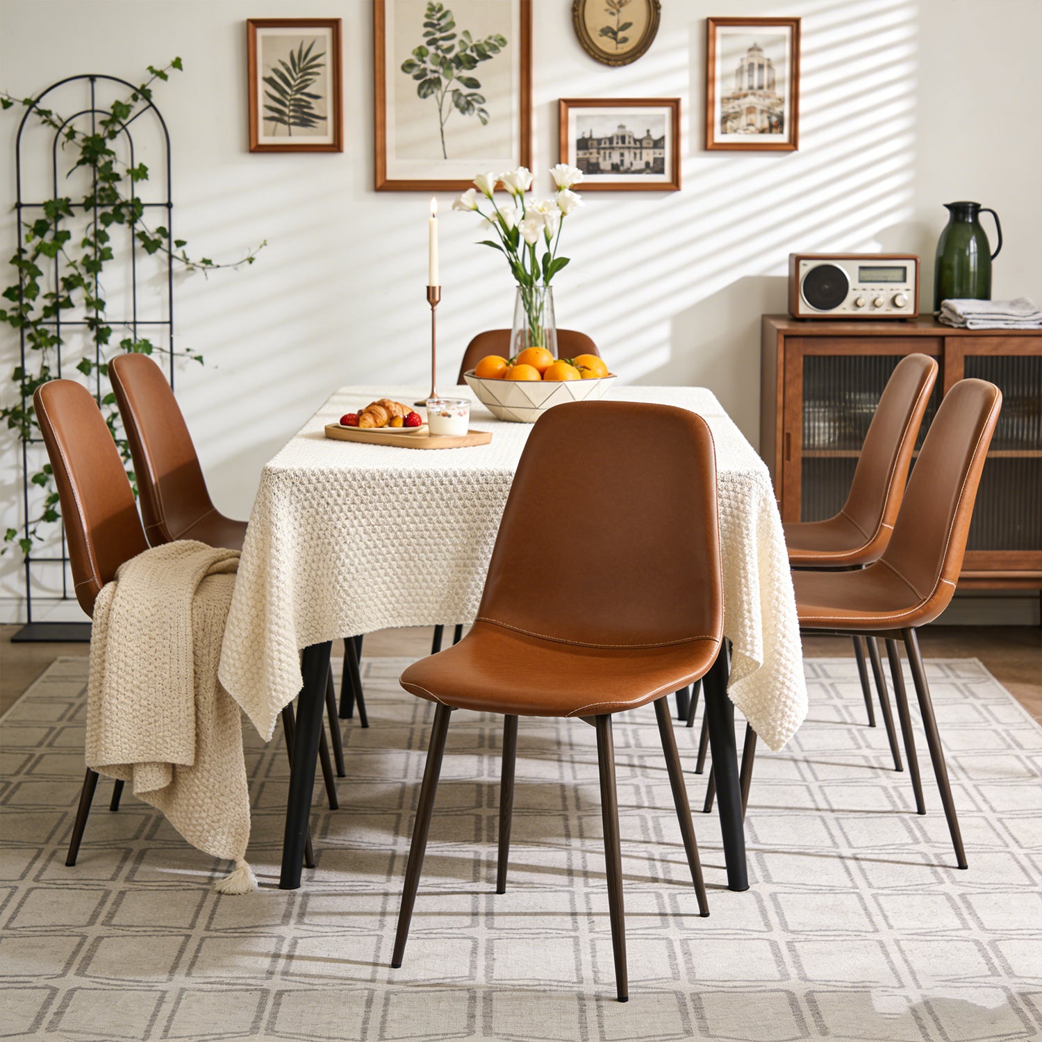 Set of 4 industrial dining chairs in suede - Charlton