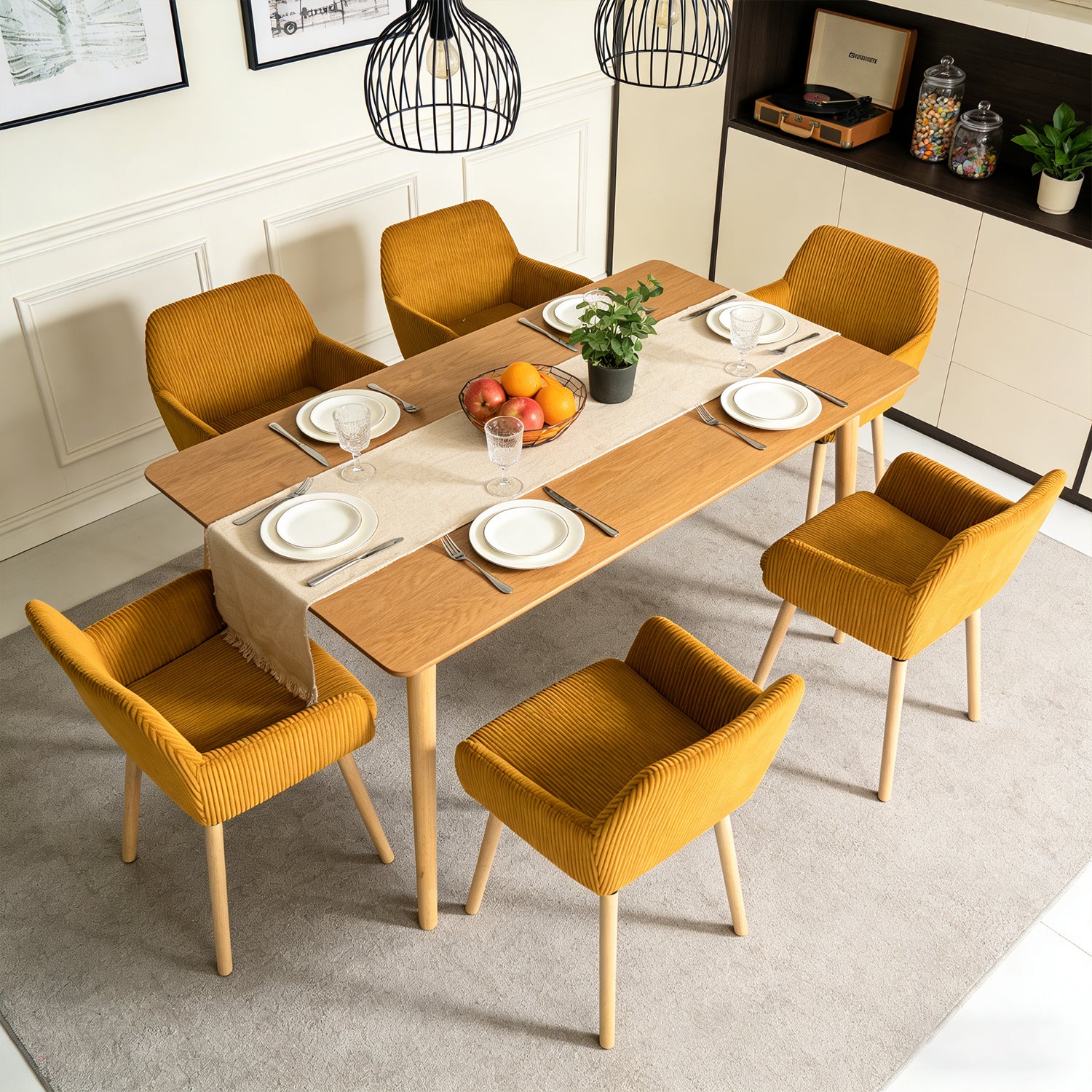Set of 2 industrial dining chairs with suede armrests - Cromwell